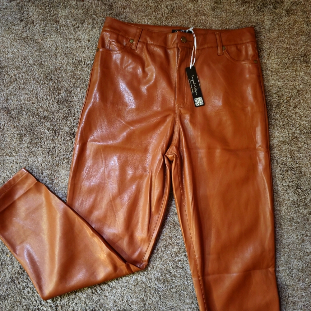 VELVET Camel vegan Leather Pant